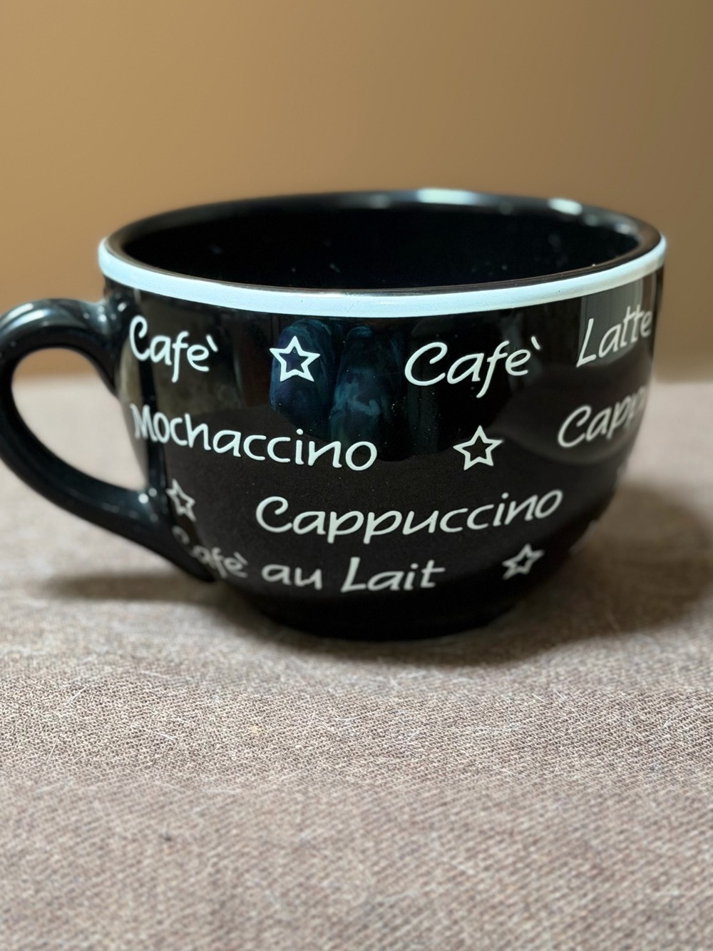 jcpenney Black Ceramic Coffee Mug with White Script